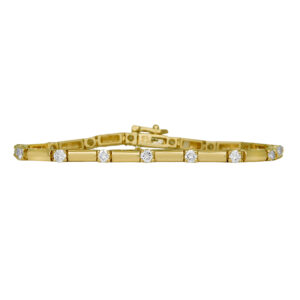 yellow gold bracelet set with station round diamonds