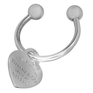 sterling silver ball-end key ring with Tiffany heart tag