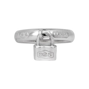 sterling silver ring with padlock charm