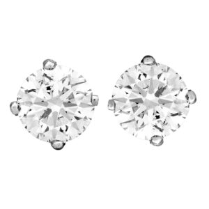 white gold stud earrings set with round diamonds