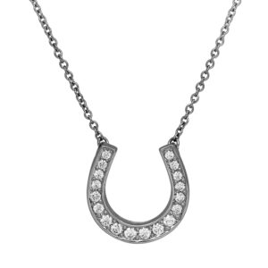 platinum horseshoe station pendant set with round diamonds