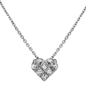 white gold heart pendant invisible set with princess and freeform diamonds