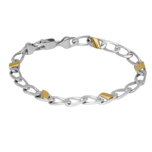sterling silver and yellow gold curb link bracelet