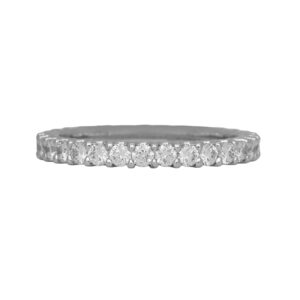 white gold band set with round diamonds