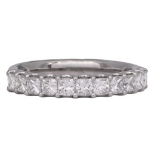 white gold band set with princess diamonds