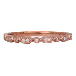 rose gold ring set with round diamonds
