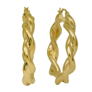 yellow gold twisted hoop earrings