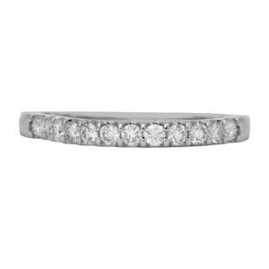 white gold band set with round diamonds