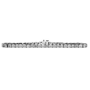 white gold tennis bracelet set with round diamonds