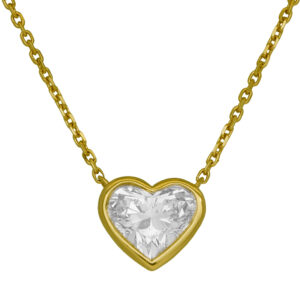 yellow gold heart shaped pendant station necklace