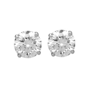 white gold stud earrings set with round diamonds