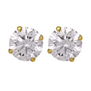 yellow gold stud earrings set with round diamonds