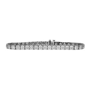 white gold tennis bracelet set with round diamonds