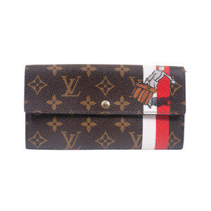 brown monogram canvas Louis Vuitton long wallet with red and white painting