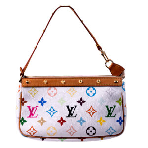 white canvas and multicolor monogram Louis Vuitton handbag