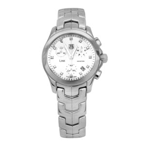 stainless steel with watch with a mother of pearl diamond dial