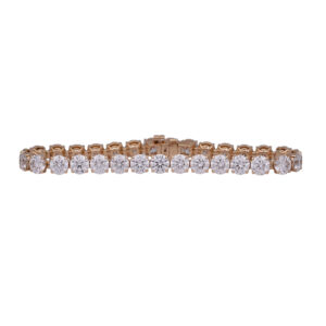 yellow gold tennis bracelet set with round diamonds