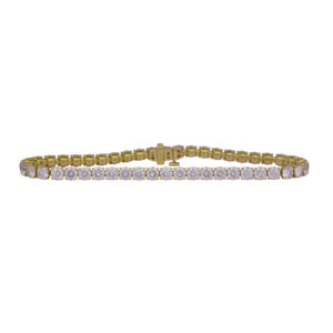 yellow gold tennis bracelet set with round brilliant diamonds