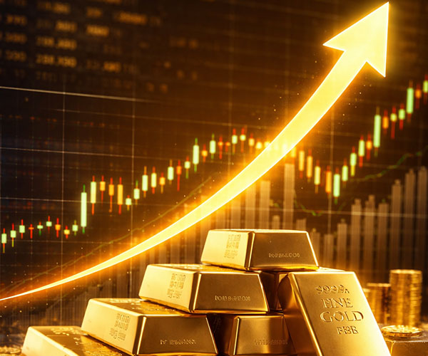 a visualization of the price of gold going up on a graph