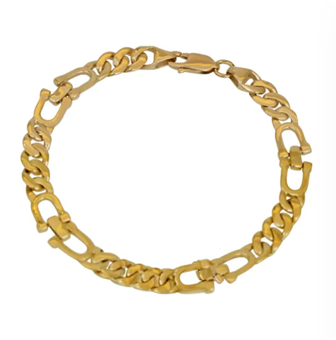 an image of a Vintage 14K Gold Curb & Horse-Bit Link Bracelet