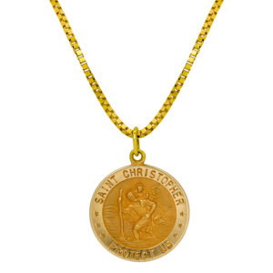 Vintage 14k yellow gold Saint Christopher pendant.