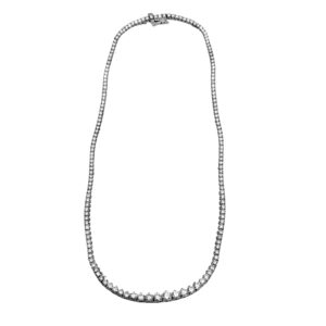 white gold graduated tennis necklace set with round diamonds