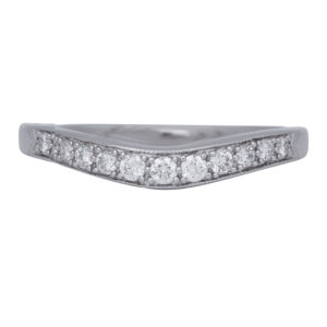 Vintage 14k white gold band set with 0.33 carats of round brilliant earth-mined diamonds.