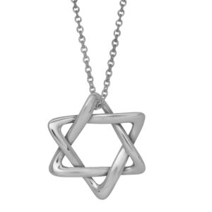 Vintage sterling silver Tiffany & Co. Star of David pendant on a 16" cable chain.