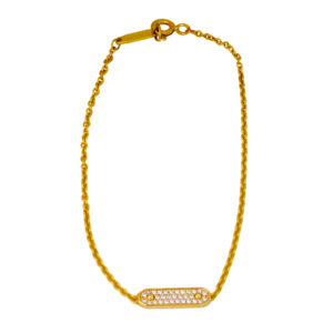 Vintage 18k yellow gold Tiffany & Co. pave tag bracelet set with 0.08 carats of round brilliant earth-mined diamonds.