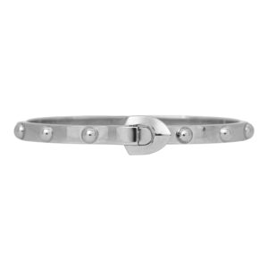 Vintage 18k white gold Louis Vuitton Clou bangle bracelet accompanied by a monogram jewelry pouch.