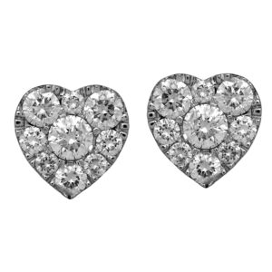 Vintage 14k white gold stud earrings set with 0.86 carats of round brilliant earth-mined diamonds.