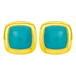 Vintage sterling silver and 18k yellow gold David Yurman Albion earrings set with turquoise.