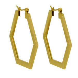 Vintage 14k yellow gold pentagon shaped hoop earrings.