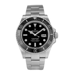 Pre-owned Rolex Submariner watch, 41mm in stainless steel with a black dial, black ceramic bezel, sapphire crystal, Oyster bracelet, folding clasp and automatic movement, with card.