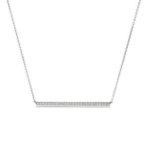 New 18k white gold Hearts On Fire Barre pendant set with 0.22 carats of round brilliant earth-mined diamonds on an 18" cable chain.