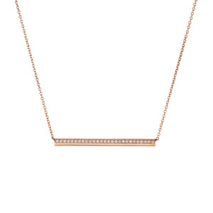 New 18k rose gold Hearts On Fire Barre pave pendant set with 0.22 carats of round brilliant earth-mined diamonds on an 18" cable chain.