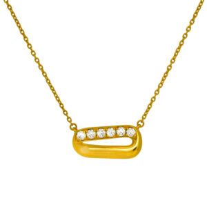 New 18k yellow gold Hearts On Fire Inside Out link necklace set with 0.66 carats of round brilliant earth-mined diamonds on a 17" chain.