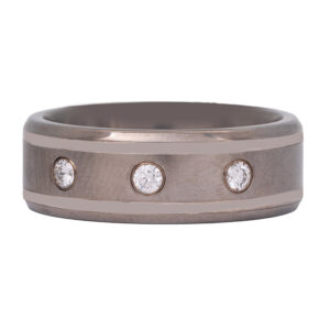 New titanium Hearts On Fire double inlay bevel band set with 0.45 carats of round brilliant earth-mined diamonds.