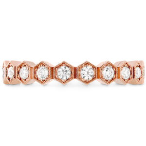 New 18k rose gold Hearts On Fire Hex Eternity band set with 0.60 carats of round brilliant earth-mined diamonds.