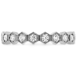 New 18k white gold Hearts On Fire Hex Eternity band set with 0.37 carats of round brilliant earth-mined diamonds.
