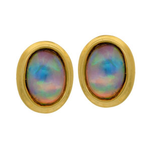 New 14k yellow gold Denny Wong stud earrings set with Ethiopian opals.