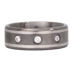 New Hearts On Fire Commanding Grey titanium double inlay band set with 0.36 carats of round brilliant earth-mined diamonds.