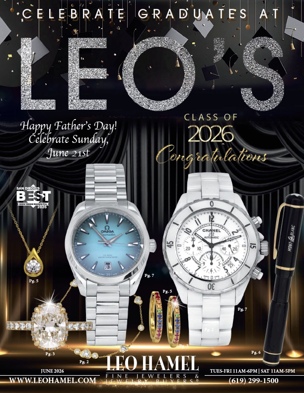 Leo Hamel graduation catalog cover featuring Omega and Chanel watches, jewelry and gifts