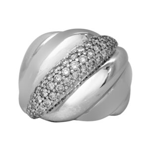 Vintage sterling silver David Yurman Cable Hampton ring set with 0.78 carats of round brilliant earth-mined diamonds.