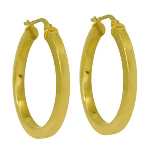 Vintage 18k yellow gold flat hoop earrings.