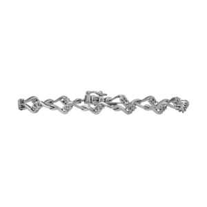 Vintage 14k white gold flower bracelet set with 0.50 carats of round brilliant earth-mined diamonds.