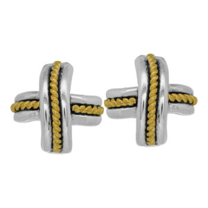 Vintage sterling silver and 18k yellow gold Tiffany & Co. Signature 'X' earrings.