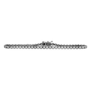 Vintage 14k white gold tennis bracelet set with 1.75 carats of round brilliant earth-mined diamonds.