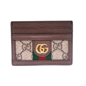 Vintage Gucci GG Supreme Ophidia card holder with dust bag.
