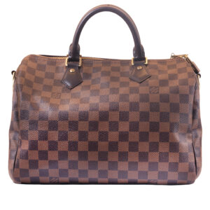 Vintage Louis Vuitton Damier Ebene Speedy 30 handbag with dust bag and box.